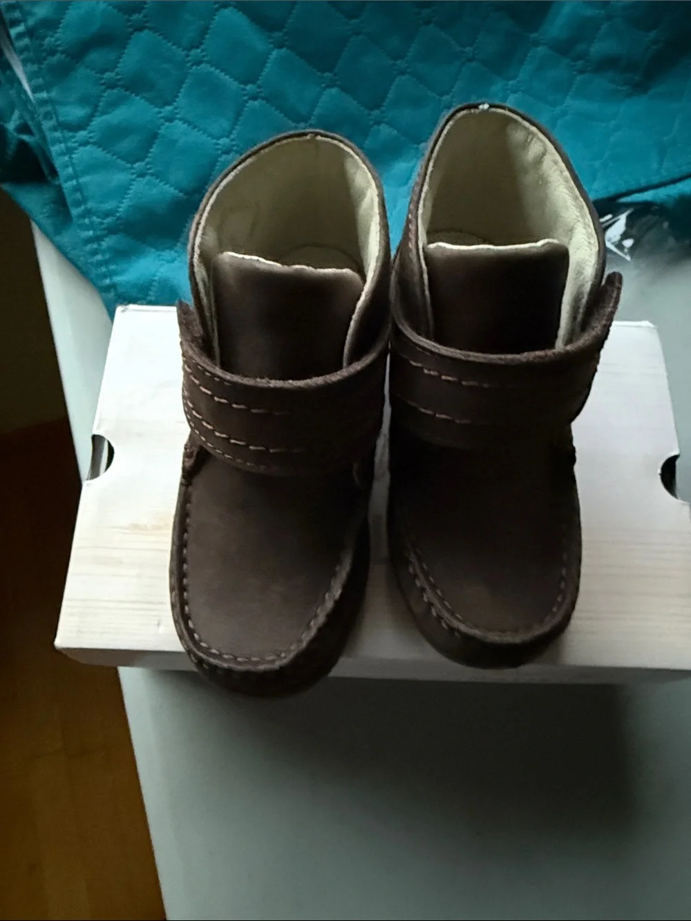 Jacadi Brown Suede Kids Ankle Boots with Velcro Strap